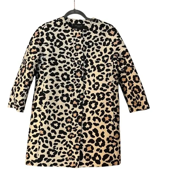 Ann Taylor Cheetah Long Blazer Overcoat Size Small Petite - Picture 1 of 4